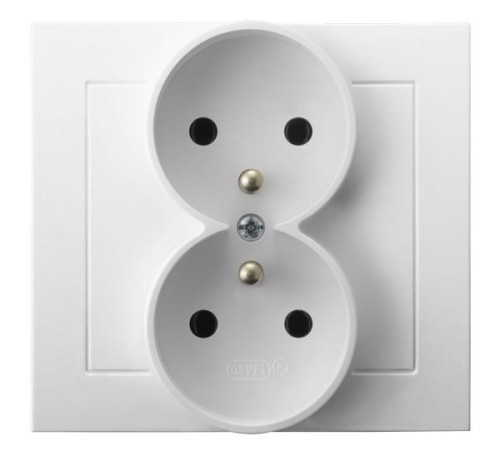 Ospel KIER GNIAZDO PODWÓJNE Z UZIEMIENIEM białe