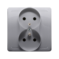Kontakt Simon BASIC GNIAZDO PODWÓJNE Z UZIEMIENIEM inox