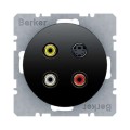 Berker R.1 / R.3 GNIAZDO 3 x CINCH / S-VIDEO czarne