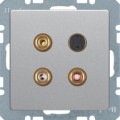 Berker Q.1 / Q.3 GNIAZDO 3 x CINCH / S-VIDEO alu