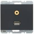 Berker K.1 / K.5 GNIAZDO USB / 3,5 mm audio antracyt
