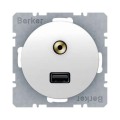 Berker R.1 / R.3 GNIAZDO USB / 3,5 mm audio białe
