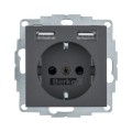 Berker Q.1 / Q.3 GNIAZDO SCHUKO Z USB antracyt