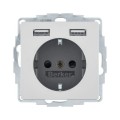 Berker Q.1 / Q.3 GNIAZDO SCHUKO Z USB alu