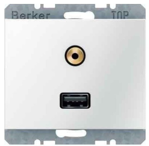 Berker K.1 / K.5 GNIAZDO USB / 3,5 mm audio