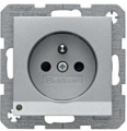 Berker B. KWADRAT GNIAZDO Z UZIEMIENIEM I PODŚWIETLENIEM ORIENTACYJNYM LED aluminium