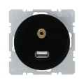 Berker R.1 / R.3 GNIAZDO USB / 3,5 mm audio czarne