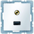 Berker Q.1 / Q.3 GNIAZDO USB / 3,5 mm audio białe