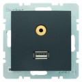 Berker B.3 / B.7 GNIAZDO USB / 3,5 mm audio antracyt
