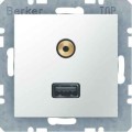 Berker B.3 / B.7 GNIAZDO USB / 3,5 mm audio białe

