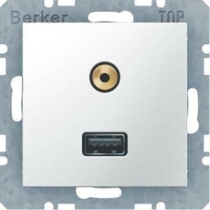 Berker B.3 / B.7 GNIAZDO USB / 3,5 mm audio