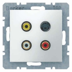 Berker B.3 / B.7 GNIAZDO 3 x CINCH / S-VIDEO