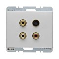 Berker K.1 / K.5 GNIAZDO 3 x CINCH / S-VIDEO aluminium